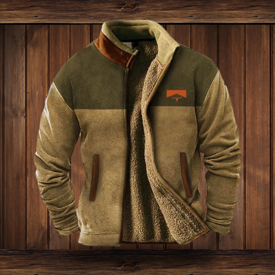 Elodine™ | Women's High-Pile Zip Jacket with Western Print Sleeves