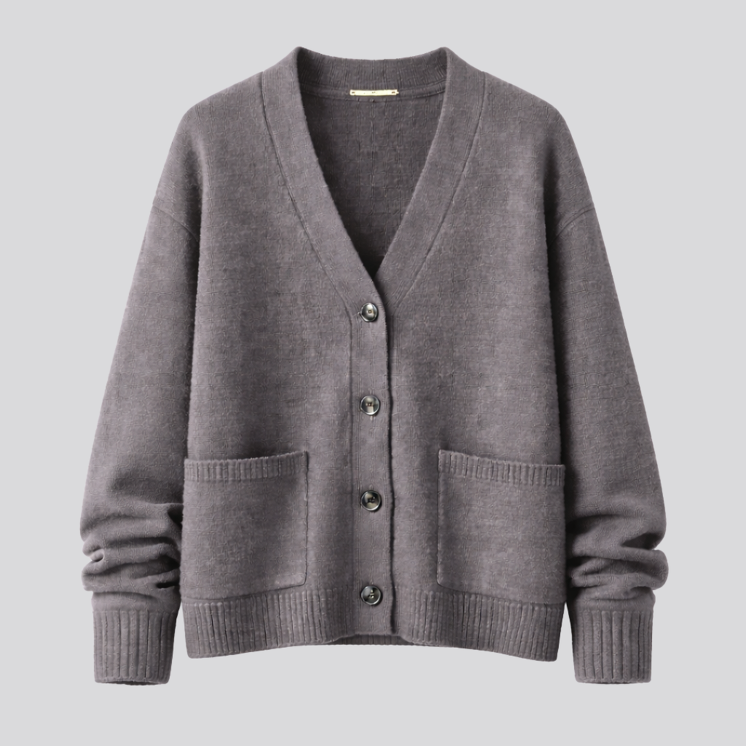Astrid™ | Fine Knit Button-Front Cardigan with Ribbed Cuffs