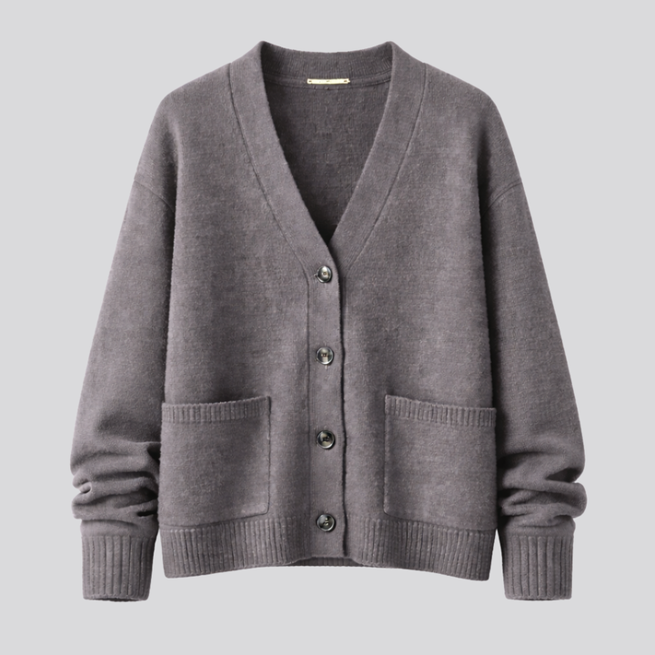 Astrid™ | Fine Knit Button-Front Cardigan with Ribbed Cuffs