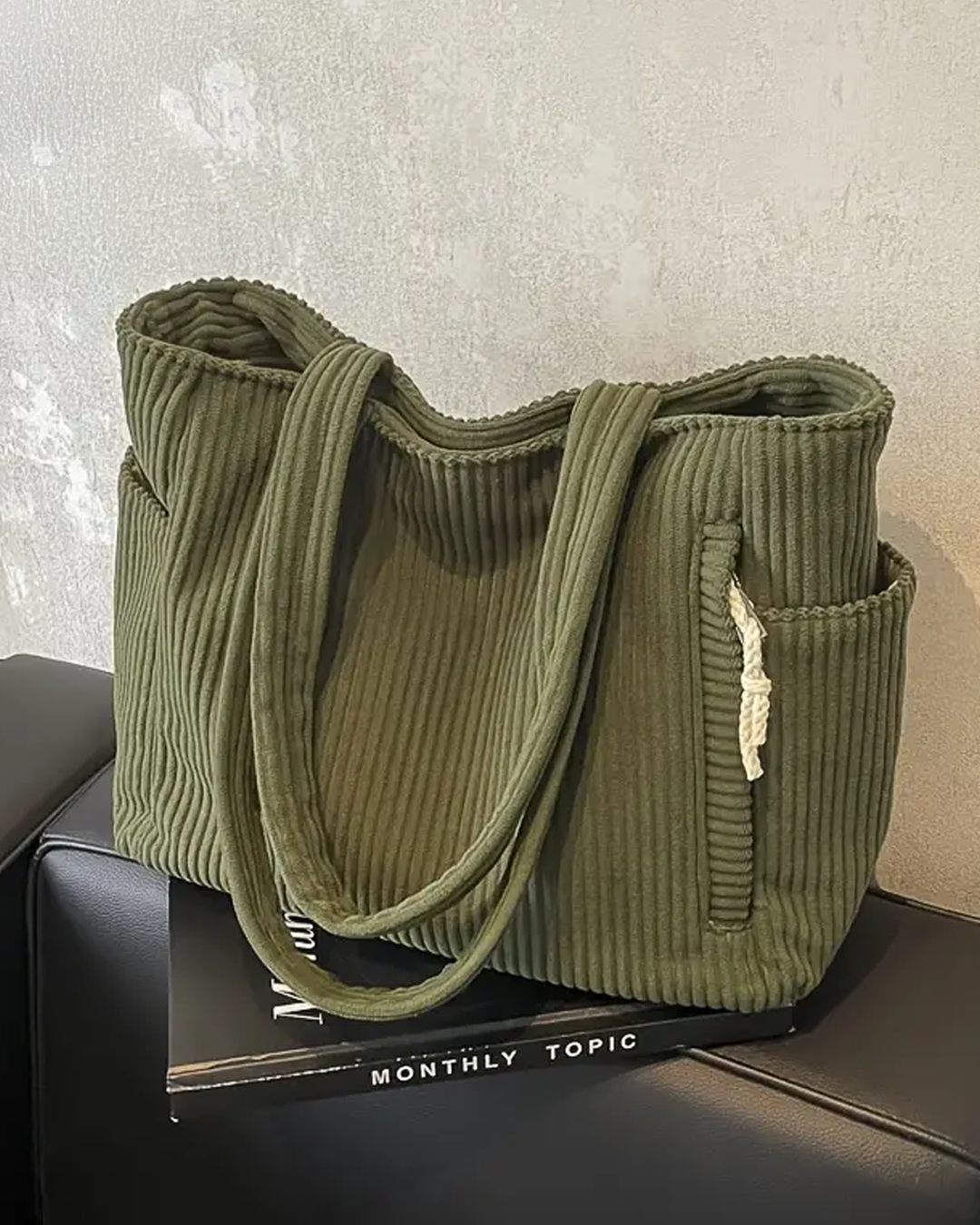 Tilda™ | Ribbed Tote Bag with Drawstring Detail