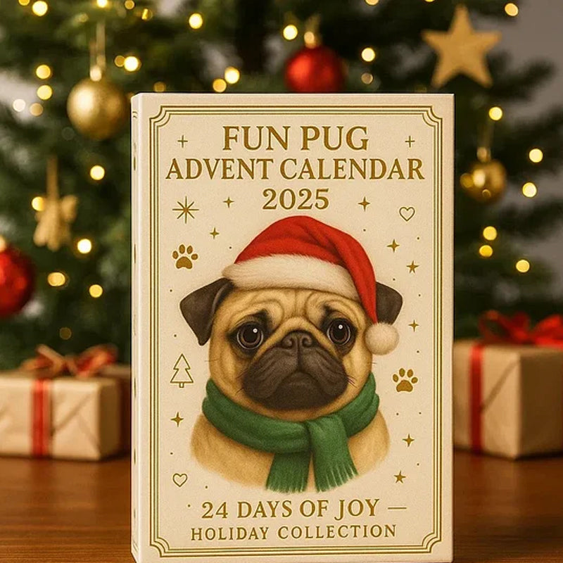 Funny Pug Advent Calendar with 24 Pug Figurines