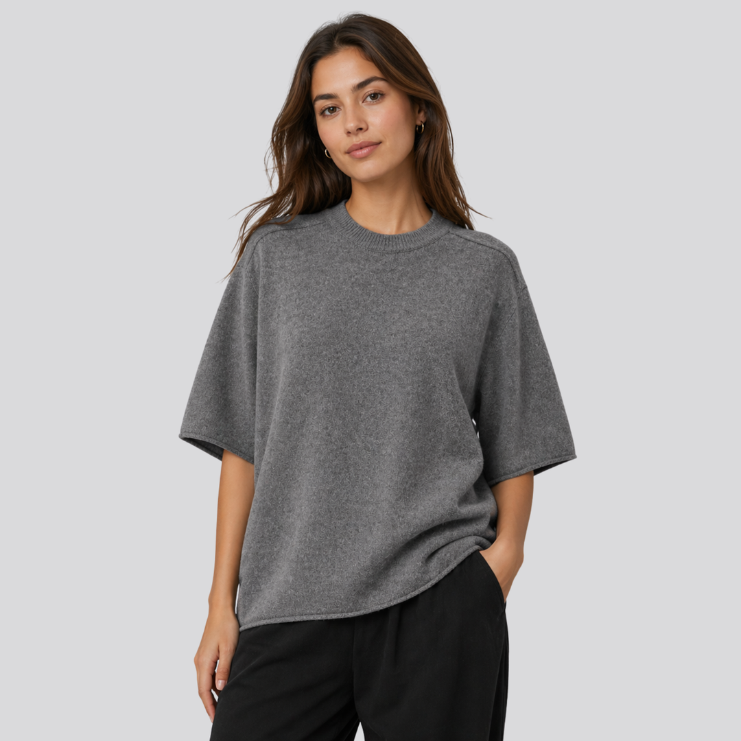 Caelia™ | Oversized Merino Wool T-Shirt with Dropped Shoulders