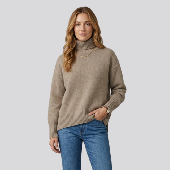 Linnea™ | Brushed Merino Wool Oversized Turtleneck Sweater