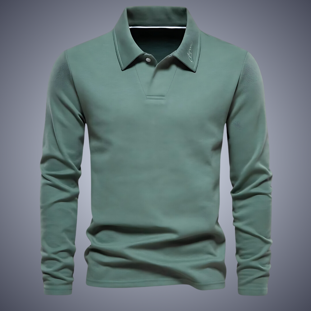 Fabian™ | Men's Long Sleeve Polo Shirt with One-Button Placket