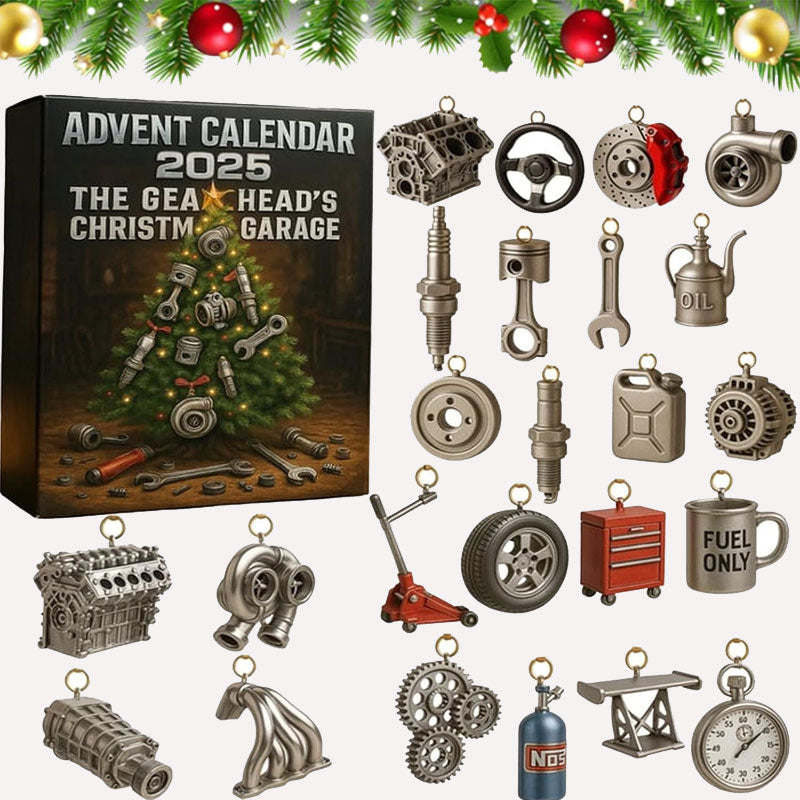 Car Enthusiast Advent Calendar with 24 Garage Part Ornaments