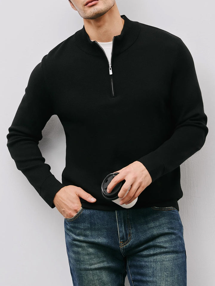 Thaddeus™ | Men's Quarter Zip Sweater with Stand Collar