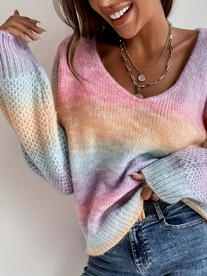 Erica™ | Women's Off Shoulder Gradient Knit Sweater