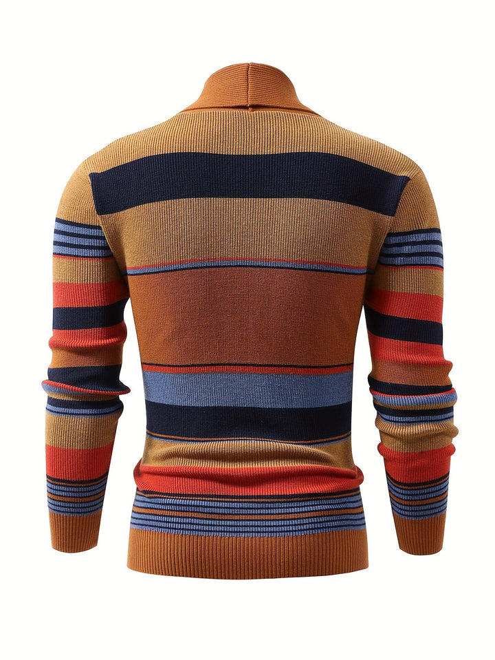 Rensley™ | Men's Striped Shawl Collar Button Front Cardigan