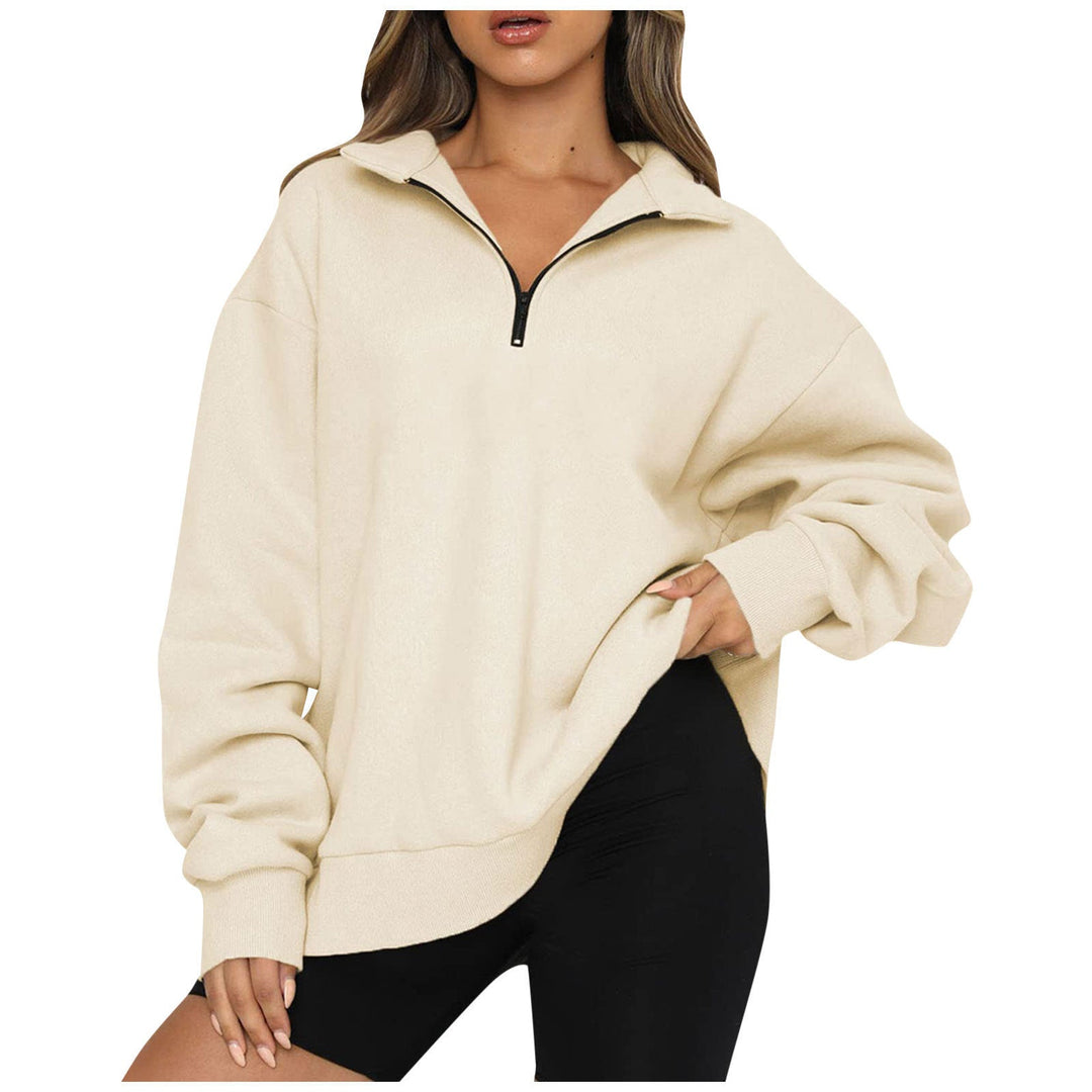 Velma™ | Women's Oversized Half Zip Collared Sweatshirt