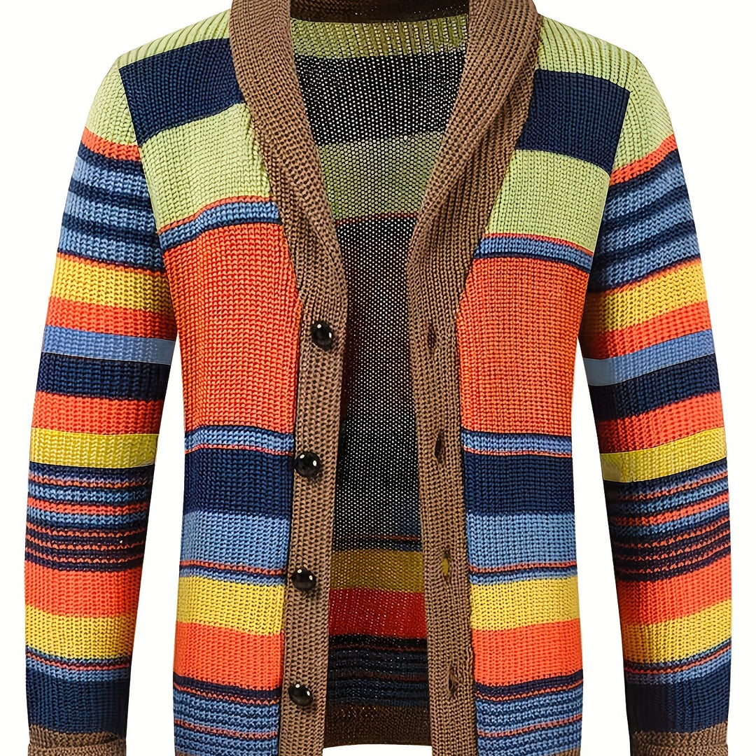 Callen™ | Men's Striped Shawl Collar Cardigan with Button Front