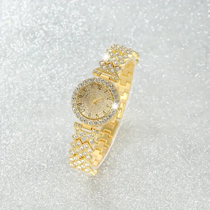 Luxury Radiance Set: Watch and Bracelet | Gold