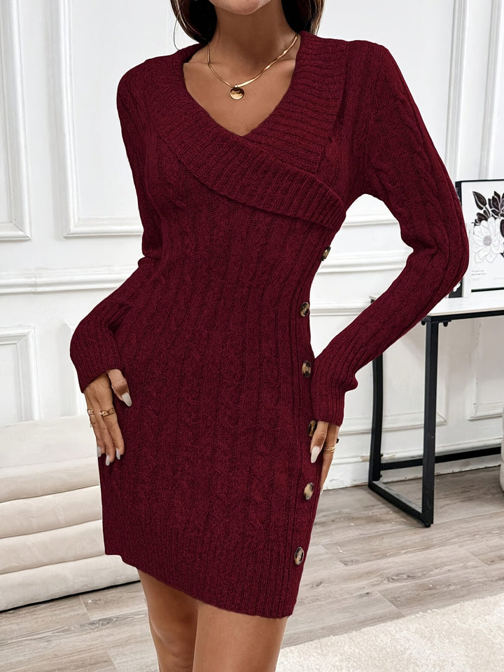 Ernestine™ | Women's Cable-Knit V-Neck Halloween Dress