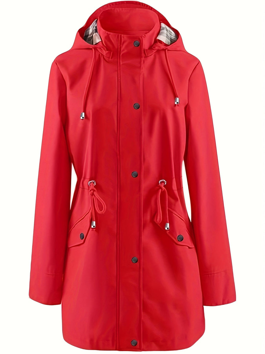 Joyce™ | Women's Hooded Drawstring Rain Jacket in Plus Sizes
