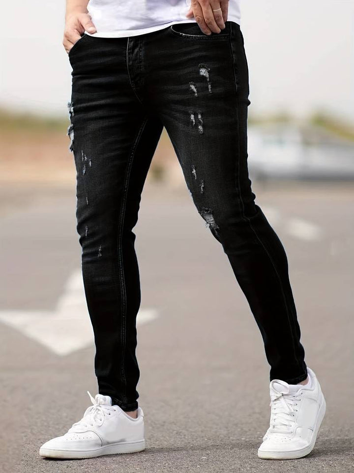 Dario™ | Men's Slim Stretch Jeans with Distressed Details