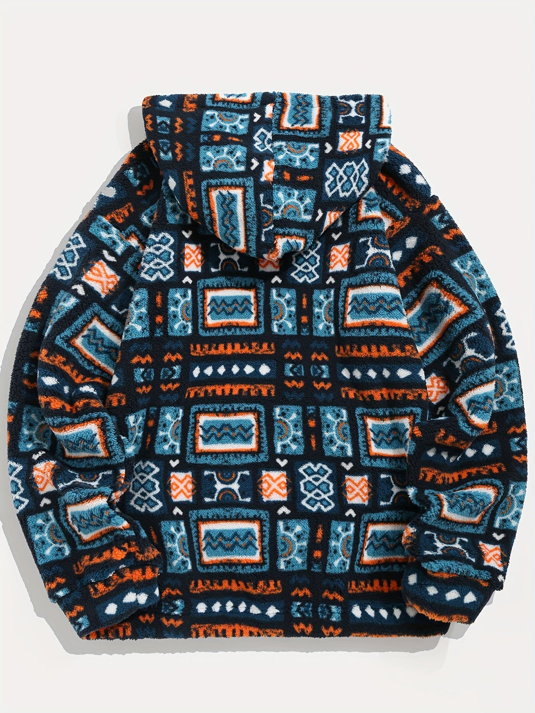 Ashton™ | Men's Geometric Pattern Plush Hoodie with Kangaroo Pocket