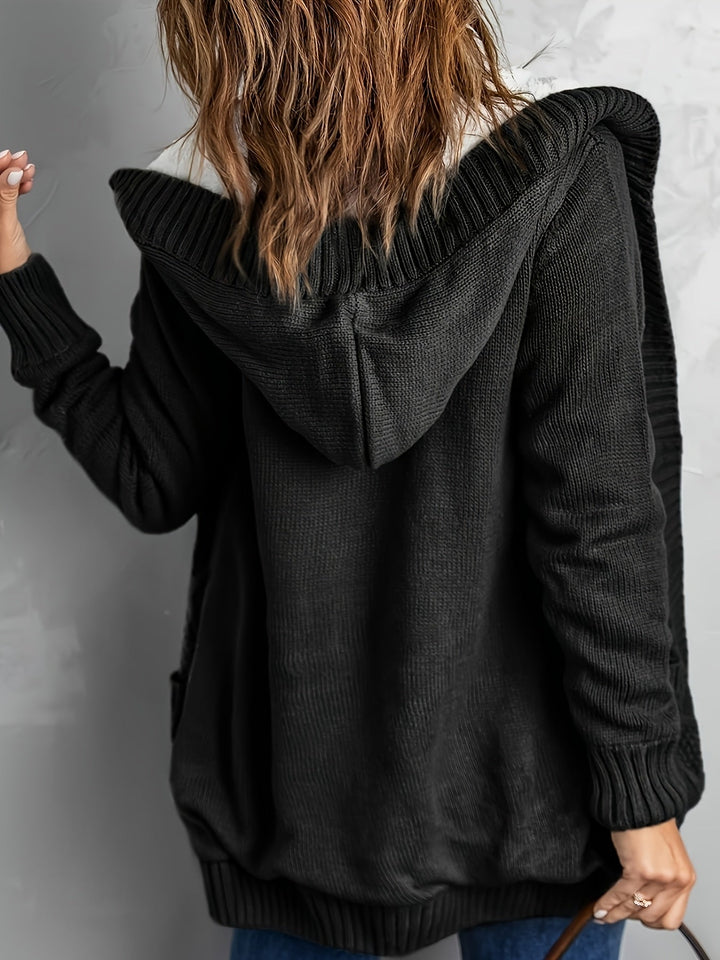 Jocasta™ | Women's Hooded Button Front Knit Cardigan with Pockets