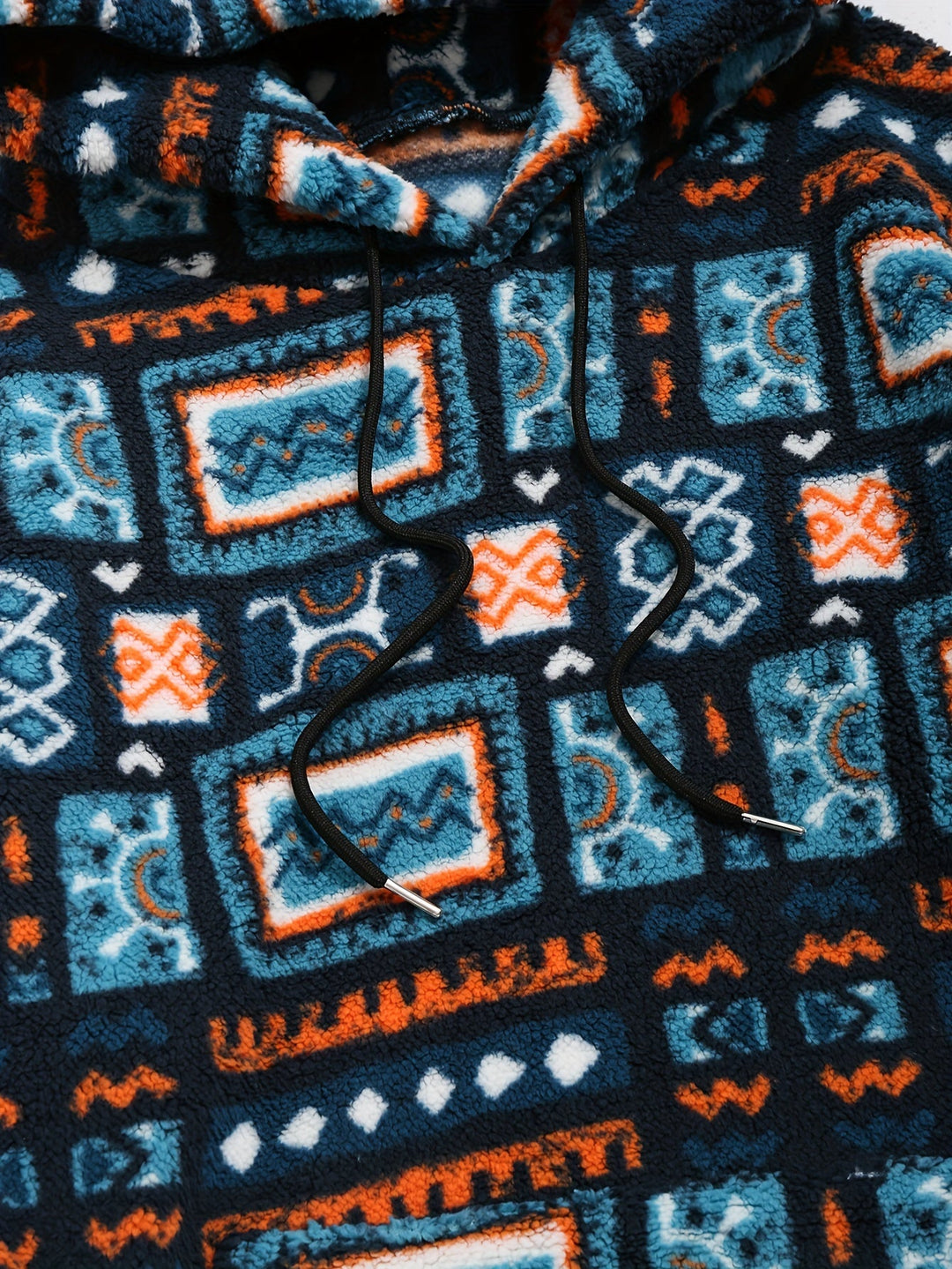 Ashton™ | Men's Geometric Pattern Plush Hoodie with Kangaroo Pocket