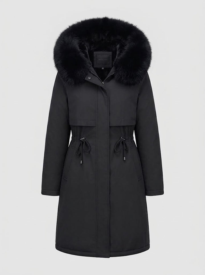 Delyth™ | Women's Longline Hooded Winter Parka with Faux Fur Trim Hood