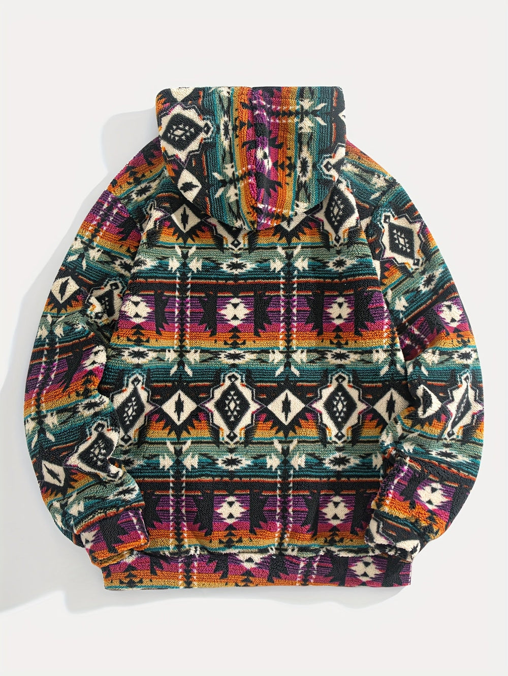 Wesley™ | Men's Aztec Pattern Plush Hoodie with Front Pocket