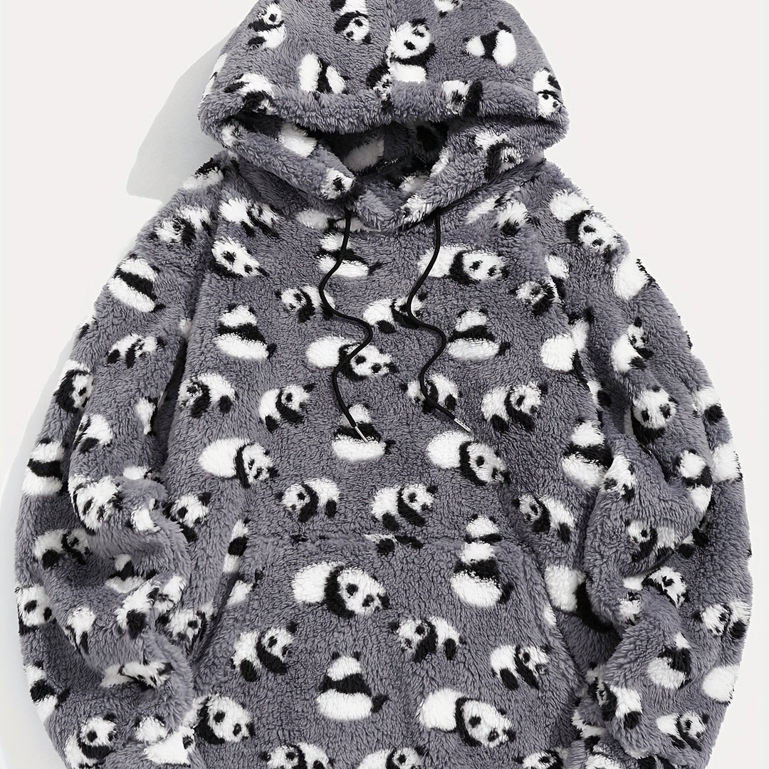 Ashton™ | Men's Geometric Pattern Plush Hoodie with Kangaroo Pocket