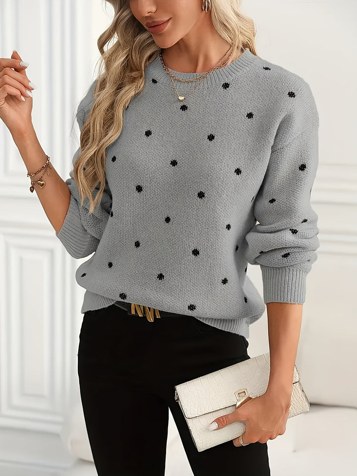 Ismay™ | Women's Polka Dot Crew Neck Knit Sweater