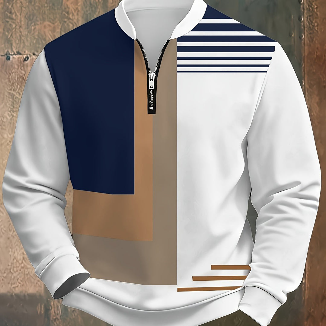 Sheldon™ | Men's Colour Block Half Zip Pullover with Stand Collar
