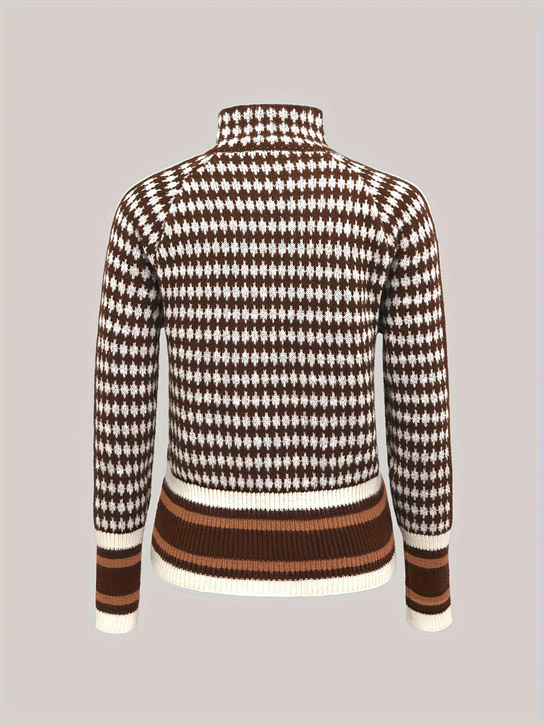 Katrijn™ | Women's Patterned Zip Front Cardigan with Stand Collar