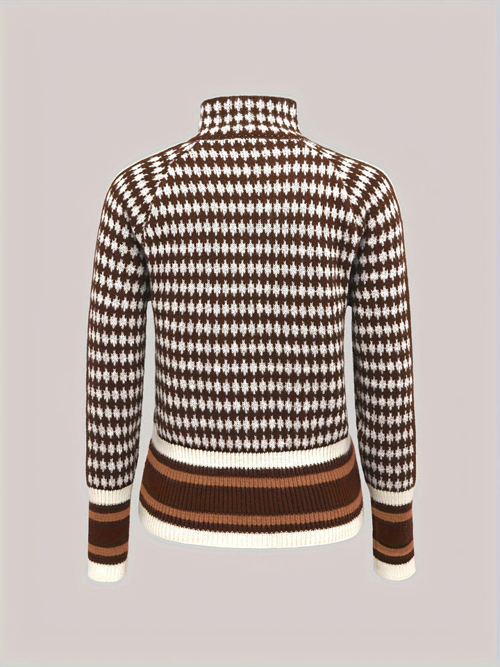 Katrijn™ | Women's Patterned Zip Front Cardigan with Stand Collar