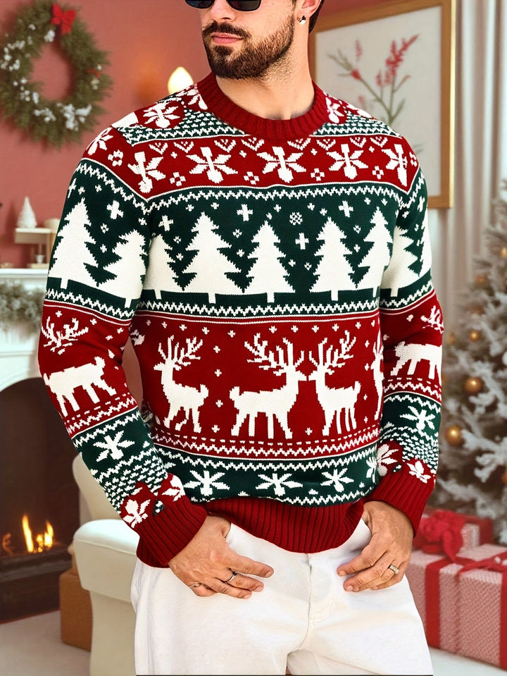 Bennet™ | Men's Christmas Reindeer Knit Sweater with Crew Neck