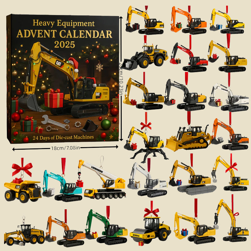 Heavy Equipment Advent Calendar with 24 Mini Machine Ornaments