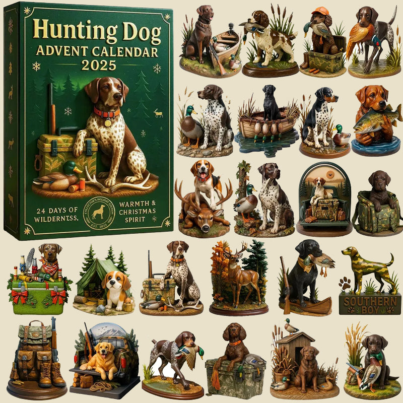 Hunting Dog Advent Calendar with 24 Dog Figurines