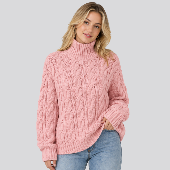 Emeline™ | Merino Wool Funnel Neck Sweater with Textured Knit