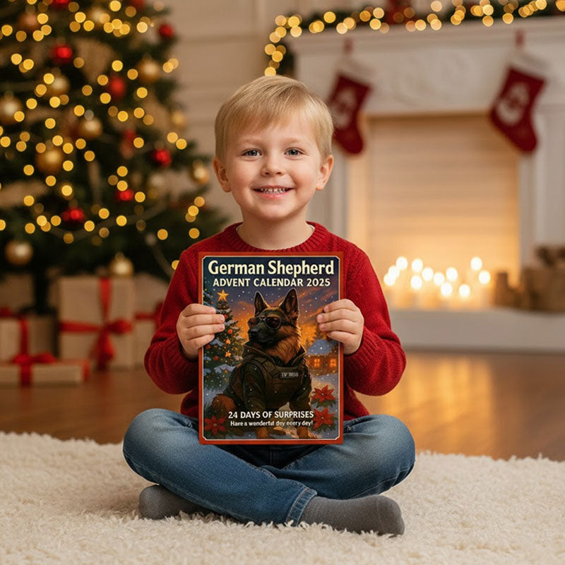 German Shepherd Advent Calendar with 24 Dog Figurines