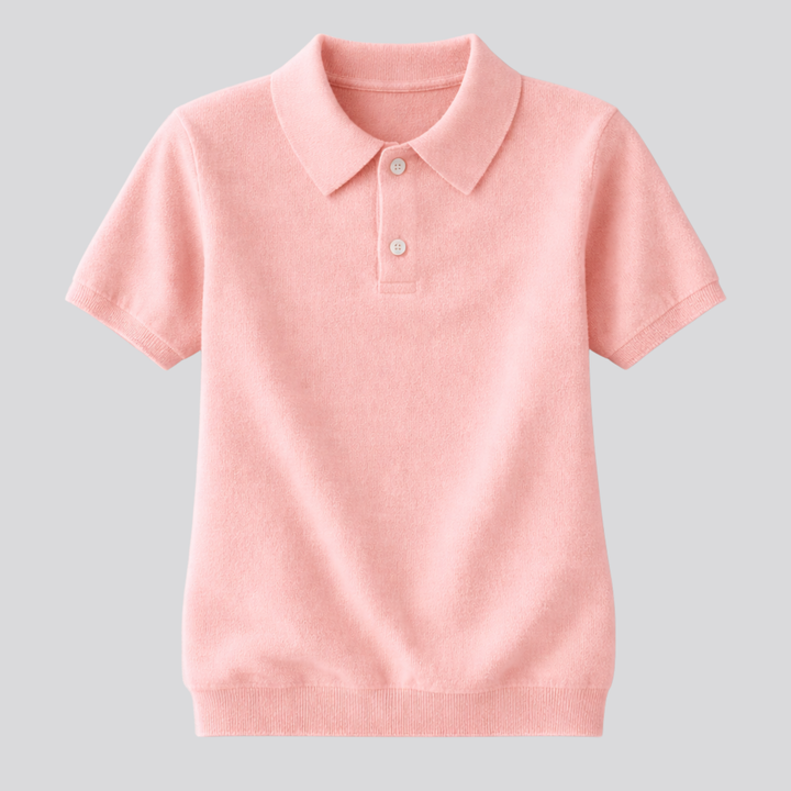 Idalia™ | Merino Wool Short Sleeve Knit Polo with Open Collar