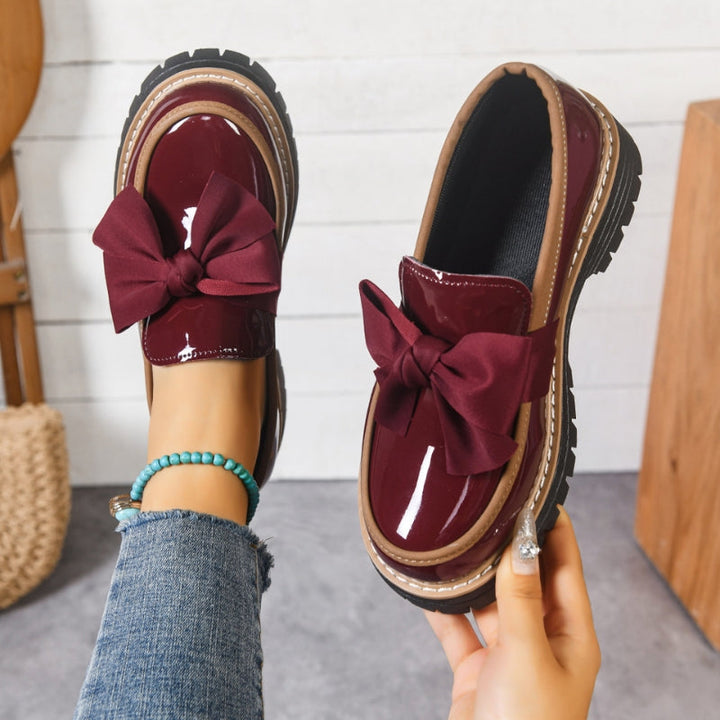 Shiny Loafers with Bow