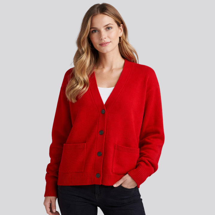 Astrid™ | Fine Knit Button-Front Cardigan with Ribbed Cuffs