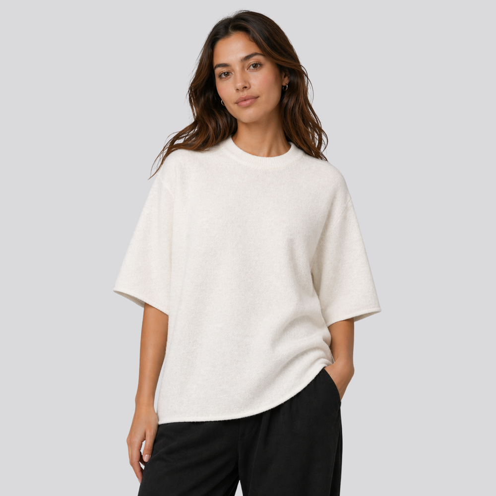 Caelia™ | Oversized Merino Wool T-Shirt with Dropped Shoulders