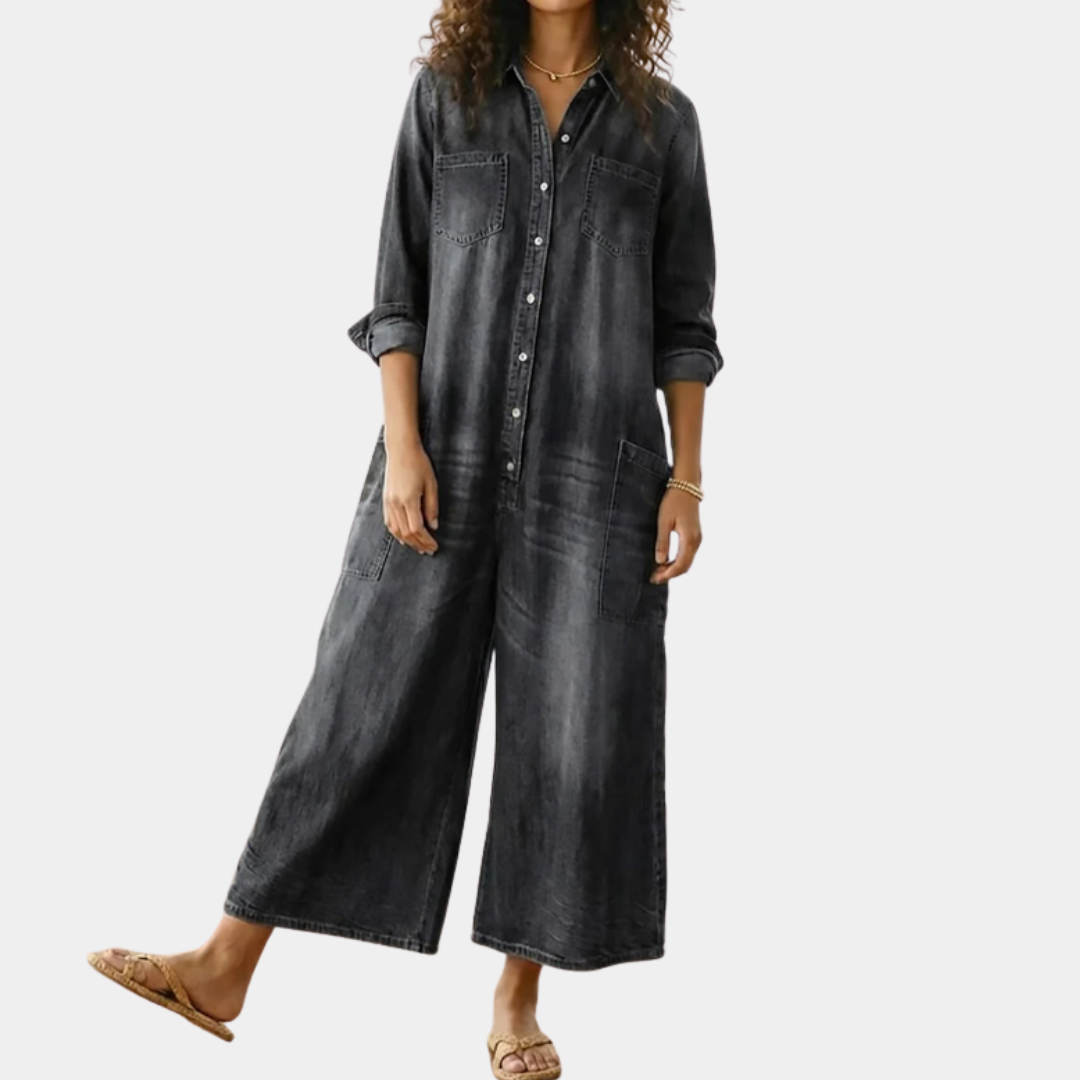Diana | Vintage Cotton Washed Denim Overall with Button Closure