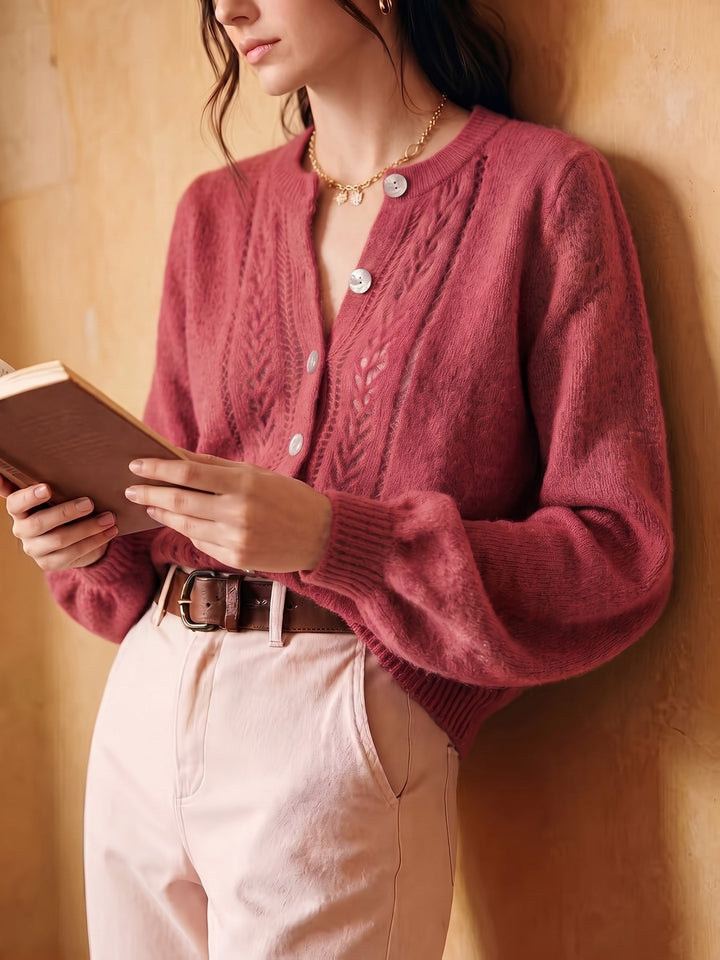 Jacinta™ | Women's Textured Open Knit Button Front Cardigan