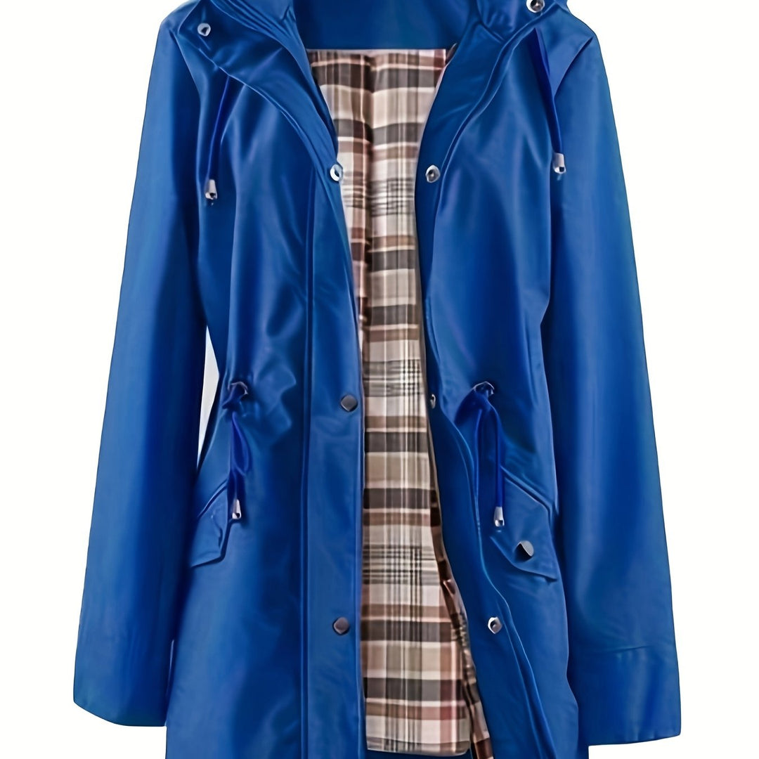 Joyce™ | Women's Hooded Drawstring Rain Jacket in Plus Sizes