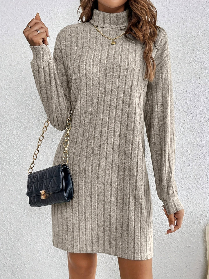 Cadence™ | Women's Long Sleeve Ribbed Turtleneck Sweater Dress