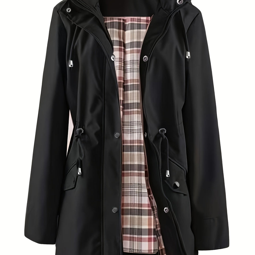 Joyce™ | Women's Hooded Drawstring Rain Jacket in Plus Sizes