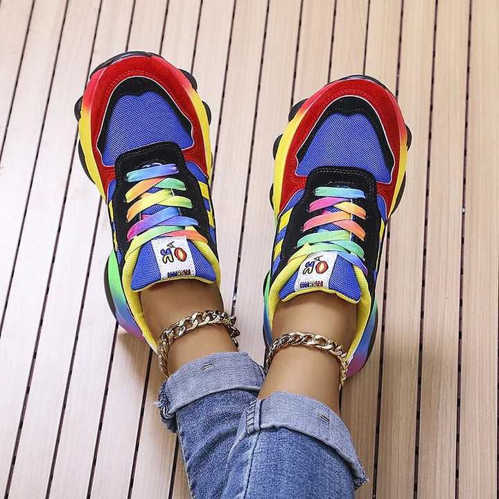 Fleurine™ | Women's Chunky Platform Sneakers with Rainbow Sole