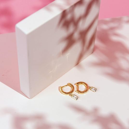 Hanging Column-Shaped Earrings | Gold