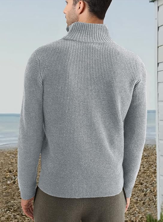 Russell™ | Men's Ribbed Quarter-Zip Sweater with Mock Neck