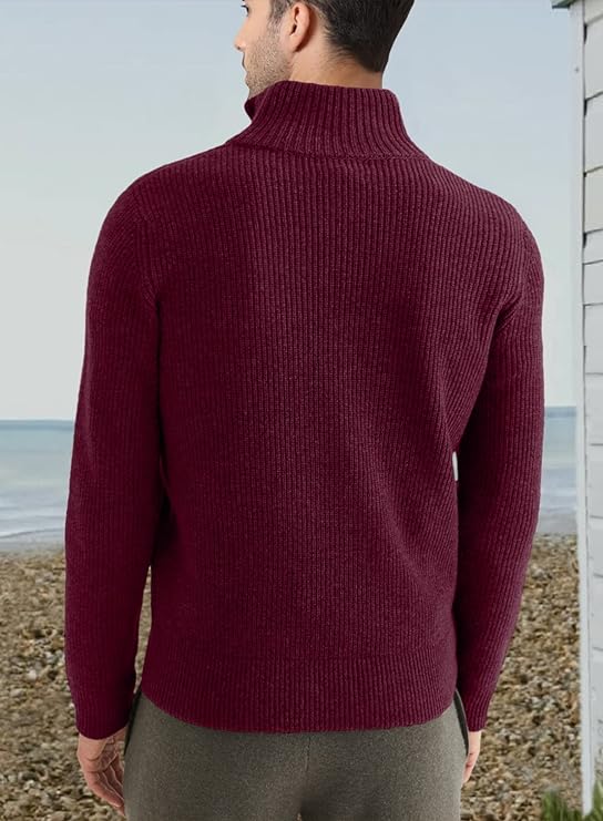 Russell™ | Men's Ribbed Quarter-Zip Sweater with Mock Neck