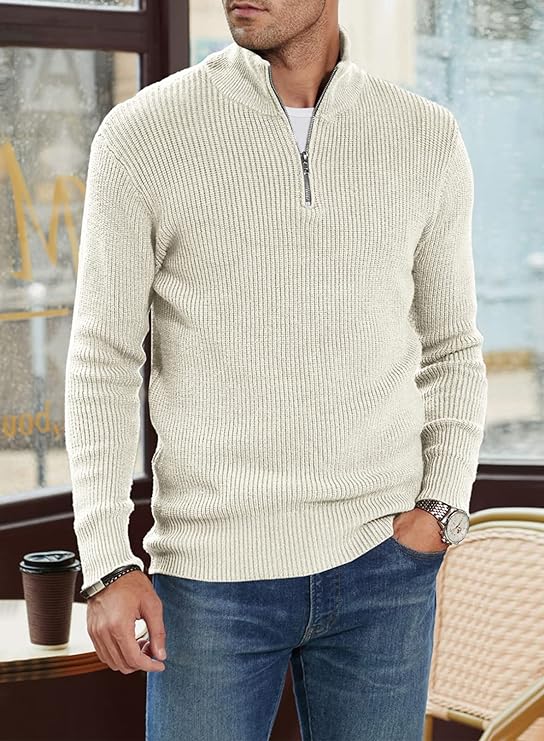 Russell™ | Men's Ribbed Quarter-Zip Sweater with Mock Neck