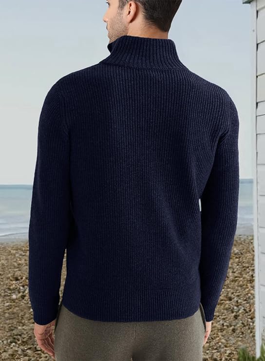 Russell™ | Men's Ribbed Quarter-Zip Sweater with Mock Neck