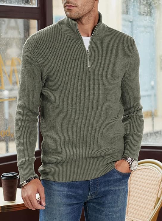 Russell™ | Men's Ribbed Quarter-Zip Sweater with Mock Neck