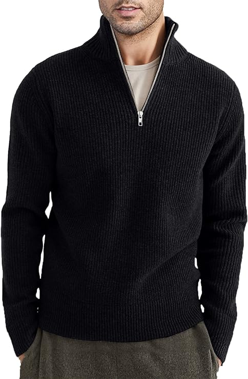 Russell™ | Men's Ribbed Quarter-Zip Sweater with Mock Neck